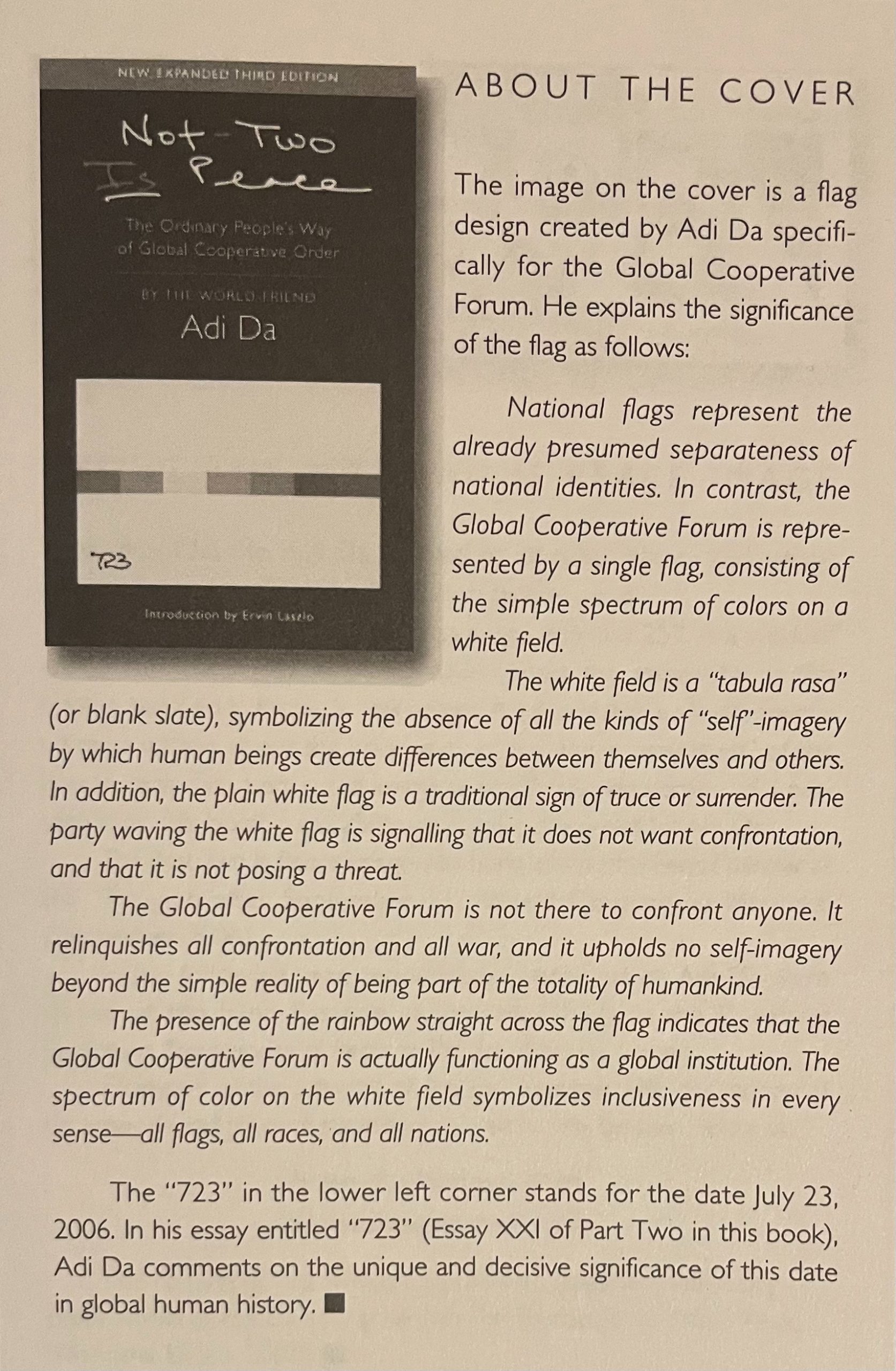 About The Cover of 'Not-Two Is Peace' by Adi Da